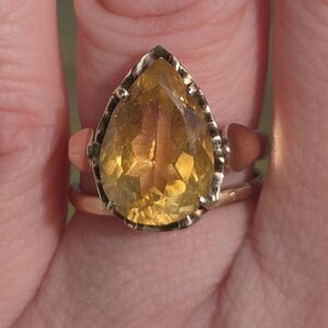 14k Solid Yellow Gold Citrine Gemstone Ring